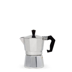 Primula vista frontal de la cafetera greca, diseño compacto y elegante