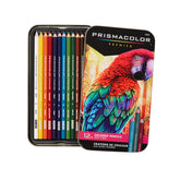 Prismacolor empaque frontal mostrando los 12 lápices y colores vibrantes