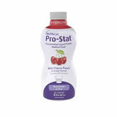 Pro-Stat envase frontal Wild Cherry Punch mostrando etiqueta y beneficio proteico