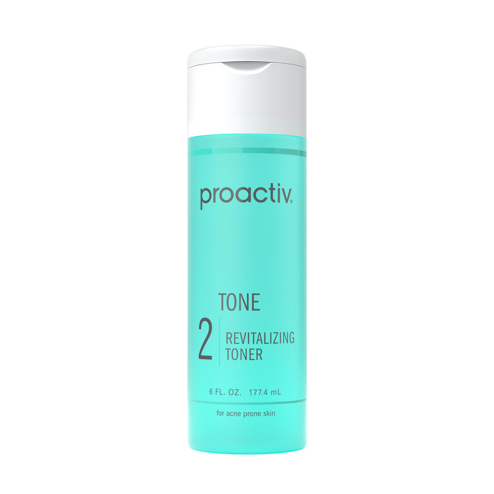 Proactiv tónico hidratante frontal botella y diseño, muestra calma y limpieza