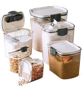 Progressive ProKeeper conjunto frontal con tapas herméticas y marcas de medición, mantiene ingredientes organizados