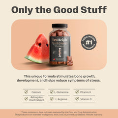ProHeight etiqueta de TruHeight enfocada en lista de ingredientes y beneficios para huesos