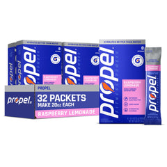 Propel empaque frontal Raspberry Lemonade mostrando sabor y cantidad