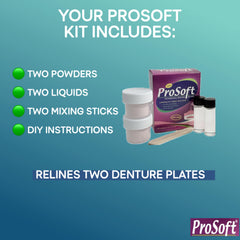 ProSoft aplicación del reline en una prótesis demostrando facilidad de uso