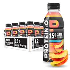Protein2o botella frontal mostrando el sabor Peach Mango y su conveniencia