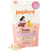 Pupford empaque frontal de batata liofilizada que muestra ingrediente único y beneficio portátil
