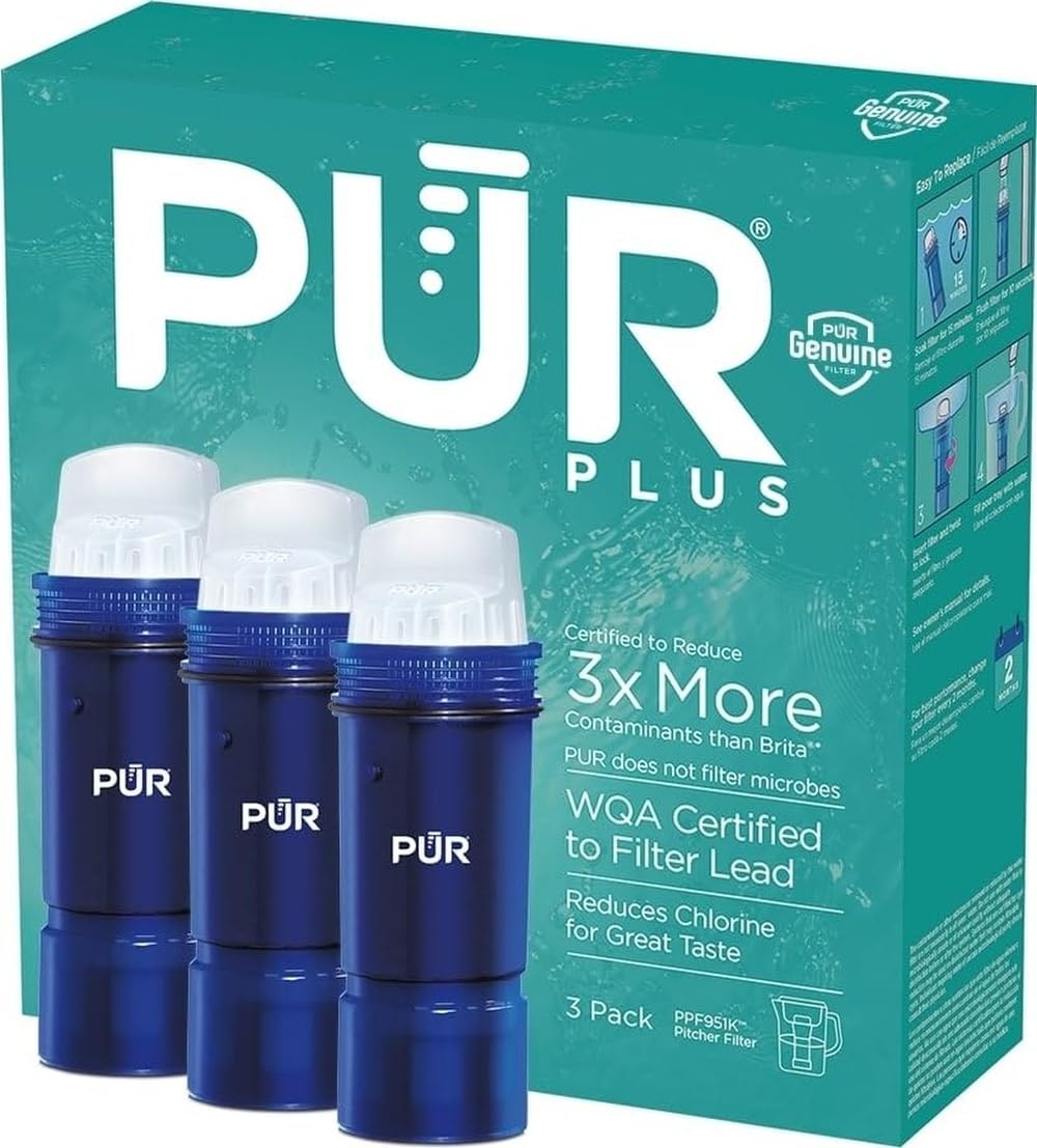 PUR filtro frontal del empaque mostrando cartuchos y beneficio de ahorro