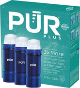 PUR filtro frontal del empaque mostrando cartuchos y beneficio de ahorro