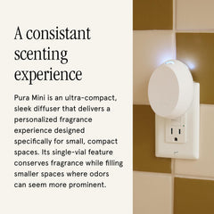 Pura difusor mini sobre consola de entrada perfumando recibidor pequeño
