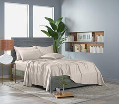 Pure Bamboo sábanas colocadas en colchón King con ajuste profundo, fijación segura