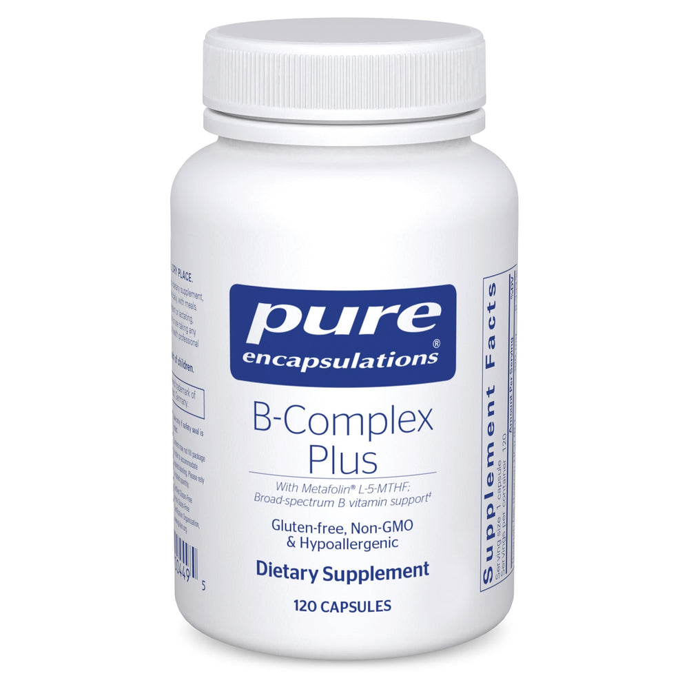 Pure Encapsulations frasco frontal mostrando 120 cápsulas y claridad de fórmula