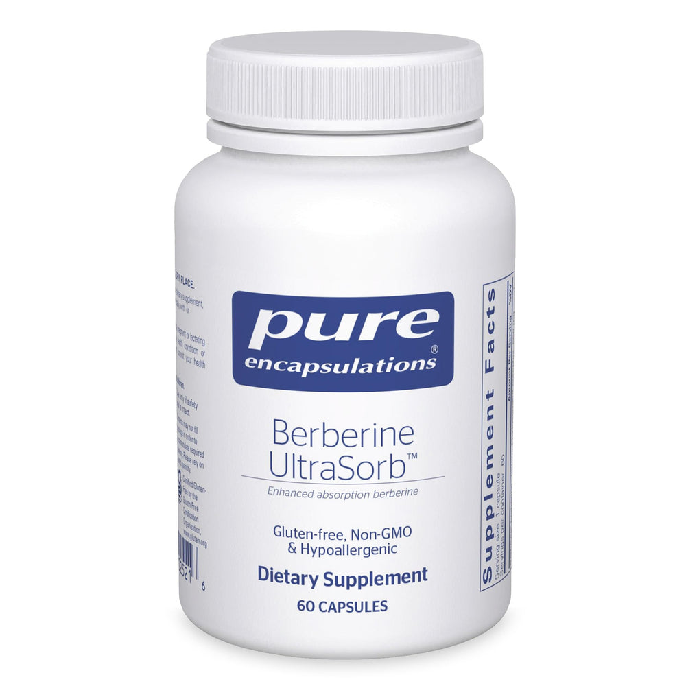 Pure Encapsulations frasco frontal mostrando etiqueta clara y beneficio de absorción