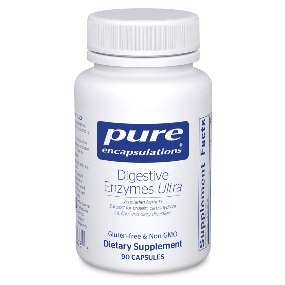 Pure Encapsulations caja frontal mostrando 90 cápsulas y beneficio de soporte digestivo