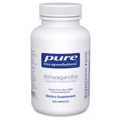 Pure Encapsulations frasco frente mostrando 120 cápsulas y diseño claro