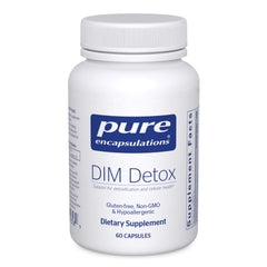 Pure Encapsulations botella frontal mostrando DIM Detox y claridad de etiqueta