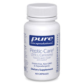 Pure Encapsulations frasco frontal de Peptic-Care mostrando el envase y beneficio digestivo