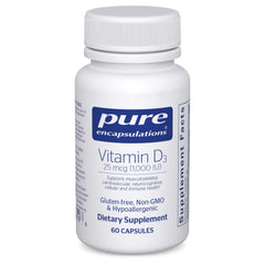 Pure Encapsulations frasco frontal mostrando etiqueta y dosis 1.000 UI