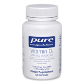 Pure Encapsulations envase frontal mostrando la vitamina D3 y su alta concentración