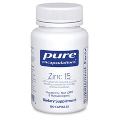 Pure Encapsulations frasco frontal mostrando 180 cápsulas y etiqueta clara