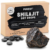Pure Himalayan Shilajit empaque frontal mostrando sello de pureza y beneficio de conveniencia