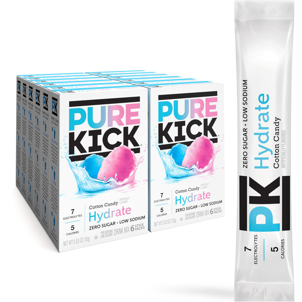 PURE KICK frente del paquete mostrando 72 sobres y beneficio de conveniencia