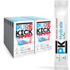 PURE KICK frente del empaque mostrando diseño y cantidad de 72 sobres, práctico para almacenar