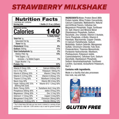 Pure Protein strawberry shake being poured to show creamy texture and consistency