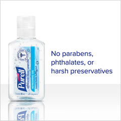 Purell tapa abatible abierta demostrando dosificación fácil y rápida