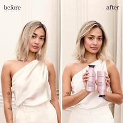 Pureology aplicación en cabello durante enjuague para mayor movimiento