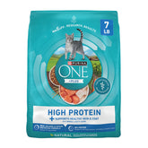Purina ONE frente del empaque mostrando la fórmula y beneficio proteico