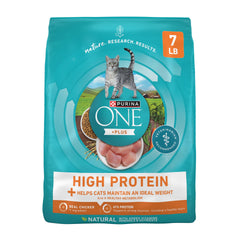 Purina ONE frente del paquete mostrando balance nutricional y control de peso