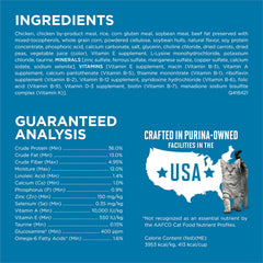 Purina ONE ingredientes con pollo y verduras, aportando proteína natural