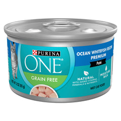 Purina ONE vista frontal de la lata que muestra diseño y beneficio nutricional