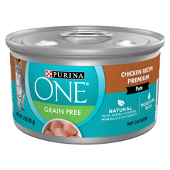 Purina ONE lata frente mostrando la marca y beneficio nutricional
