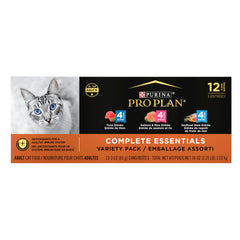 Purina Pro Plan vista frontal del pack mostrando latas, conveniencia y variedad