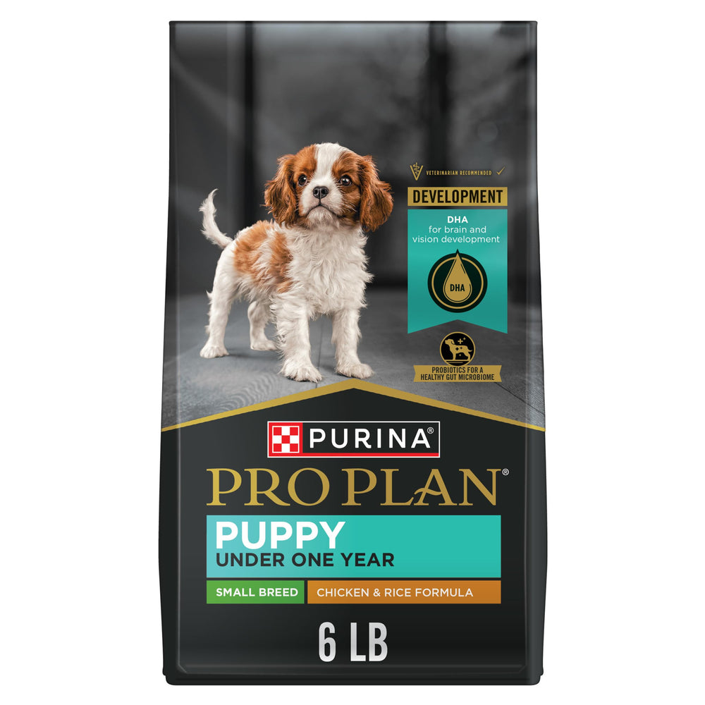 Purina Pro Plan frente del paquete mostrando la fórmula para cachorros y beneficios