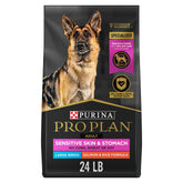 Purina Pro Plan vista frontal del paquete mostrando fórmula para razas grandes y beneficio digestivo