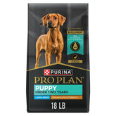 Purina Pro Plan frente del paquete muestra fórmula para cachorros grandes y confianza