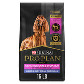 Purina Pro Plan frente del paquete mostrando la fórmula para piel y estómago sensible