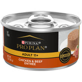 Purina Pro Plan lata frontal mostrando diseño y variedad proteica