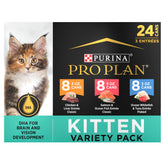 Purina Pro Plan pack frontal mostrando 24 latas para variedad y conveniencia