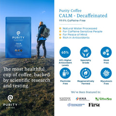 PURITY COFFEE detalle del molido CALM textura uniforme y aroma preservado