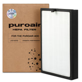 PuroAir filtro 400 frente del empaque mostrando sello genuino y confianza