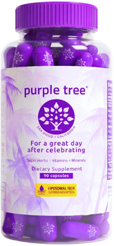 Purple Tree envase frontal mostrando diseño y cantidad de 90 cápsulas útil para identificar producto