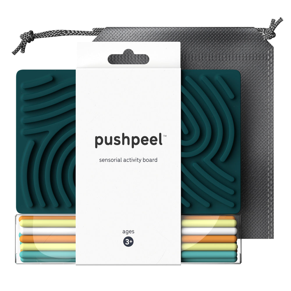 Pushpeel tablero frontal mostrando burbujas y puentes para calma táctil