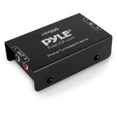 Pyle PP999 vista frontal mostrando entradas y salidas RCA y beneficio de conexión sencilla