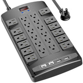 QINLIANF vista frontal con 24 enchufes y 4 puertos USB mostrando capacidad