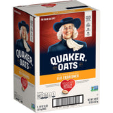 Quaker frasco y caja frontal mostrando dos bolsas, conveniencia de compra