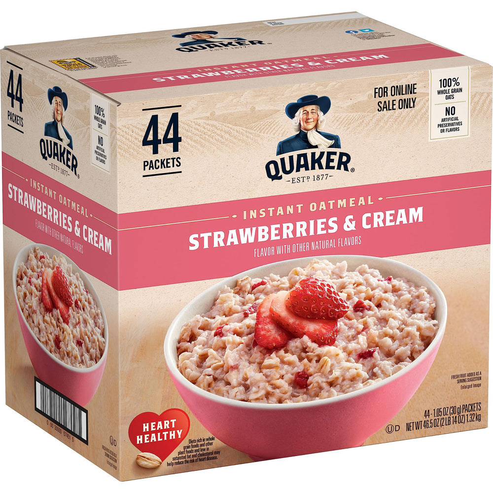 Quaker frontal del empaque pack de 44 sobres con diseño atractivo y conveniencia