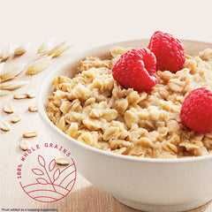 Quaker sobre abierto con avena finamente cortada muestra textura y fácil cocción
